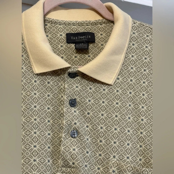 Van Heusen Short Sleeved Collared Shirt , Yellow with designs - Picture 2 of 6